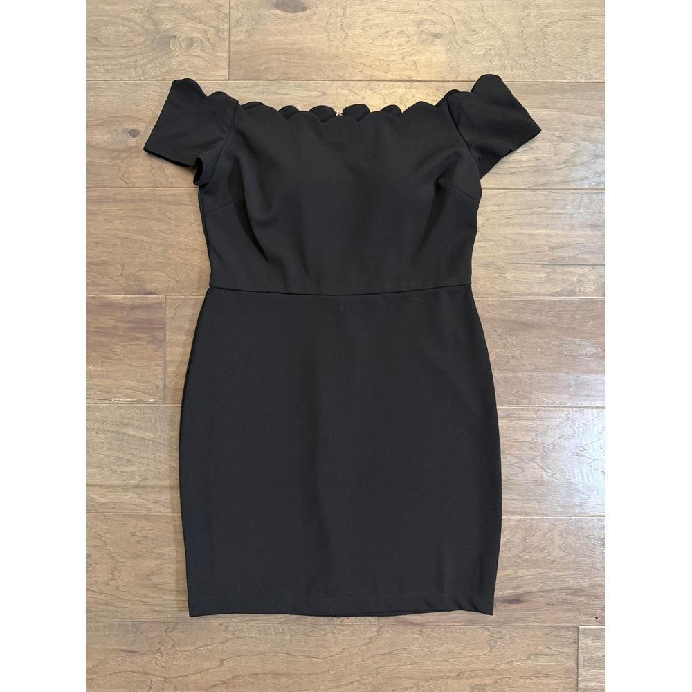 B. Darlin Womens Black Scalloped Off‎ The Shoulder Bodycon Mini Dress Size 13/14